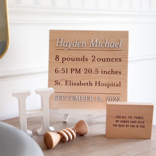 Personalized Baby Stats Square Plaque