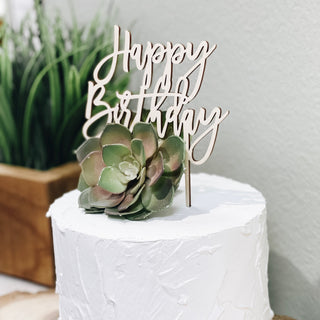 Wood Script Cake Topper